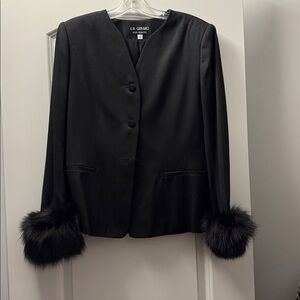 E.R. Gerard Black Blazer with Faux Fur Cuffs